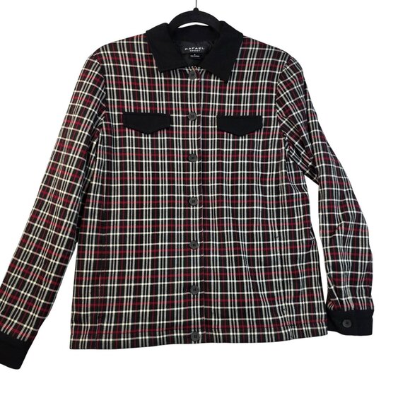 Rafael Sport Plaid Button Down Shirt Small Classic Fit Red Black Checkered New - Picture 1 of 12